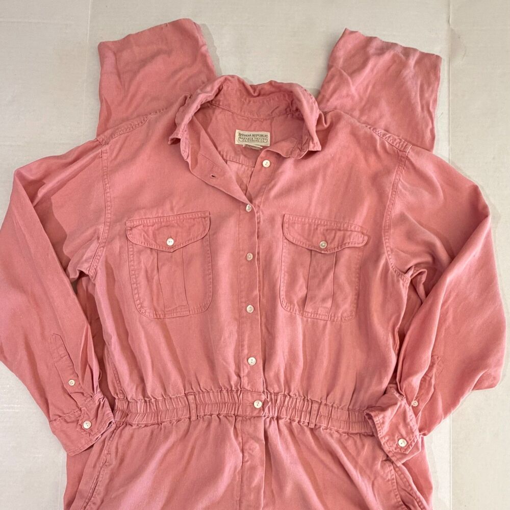 VTG 90s Banana Republic Pink Long-Sleeve Jumpsuit, L, Spring Casual